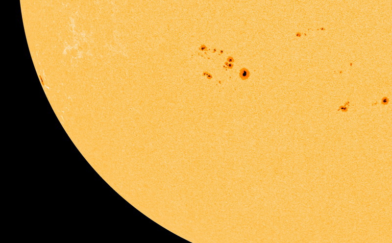 Sunspots Dec 2d 2013 - note spot at left edge
